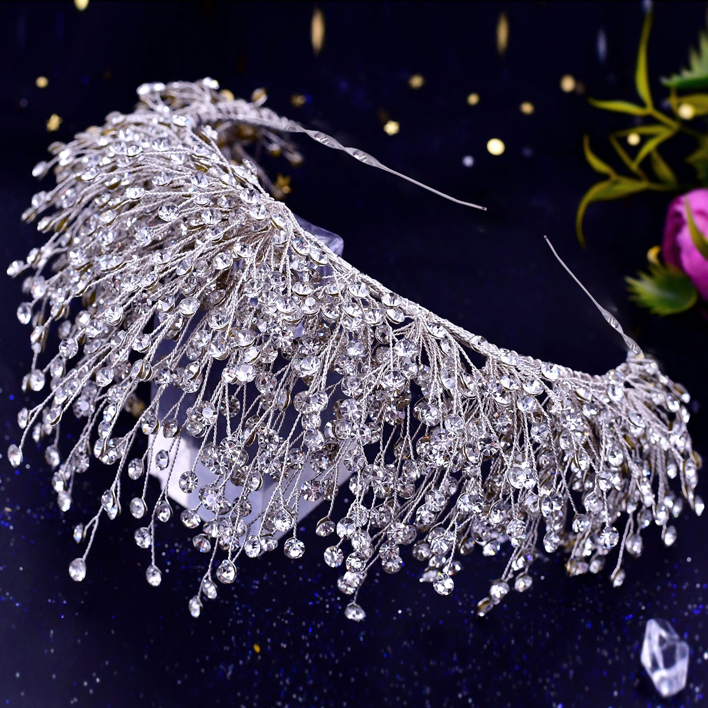 BRIDELLA BHP193 Bride Crown Bridal Tiara Wedding Hair Crown Bride Crown Bridal Wedding Hair Jewelry Princess Diadem Accessories