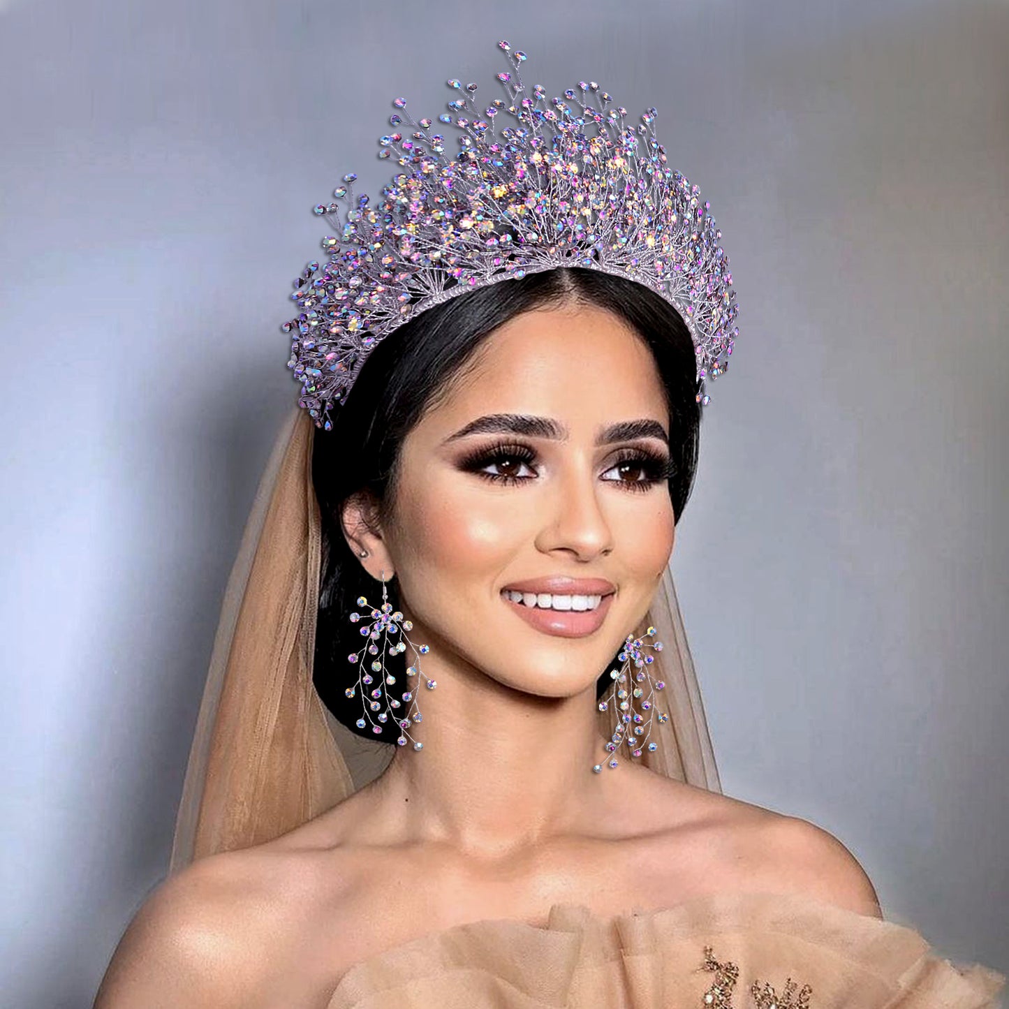 BRIDELLA BHP193 Bride Crown Bridal Tiara Wedding Hair Crown Bride Crown Bridal Wedding Hair Jewelry Princess Diadem Accessories