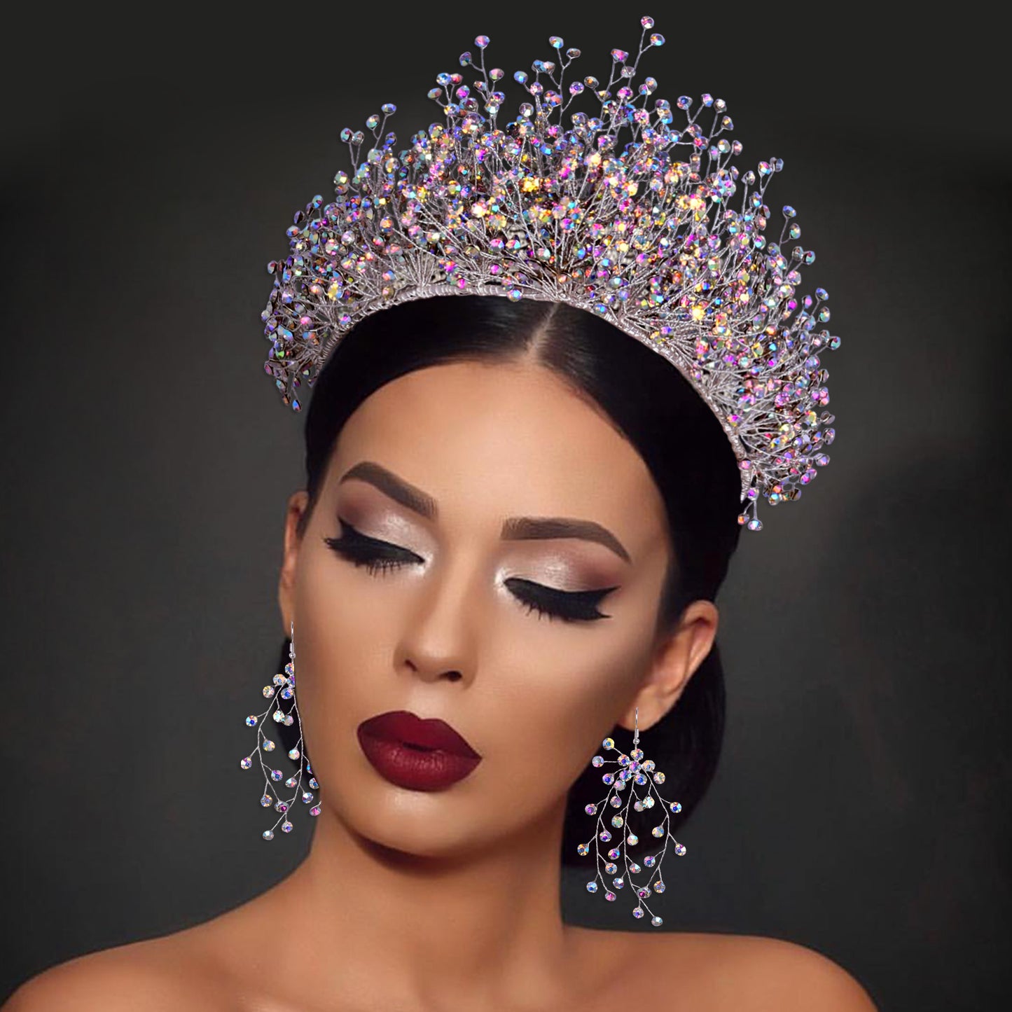 BRIDELLA BHP193 Bride Crown Bridal Tiara Wedding Hair Crown Bride Crown Bridal Wedding Hair Jewelry Princess Diadem Accessories