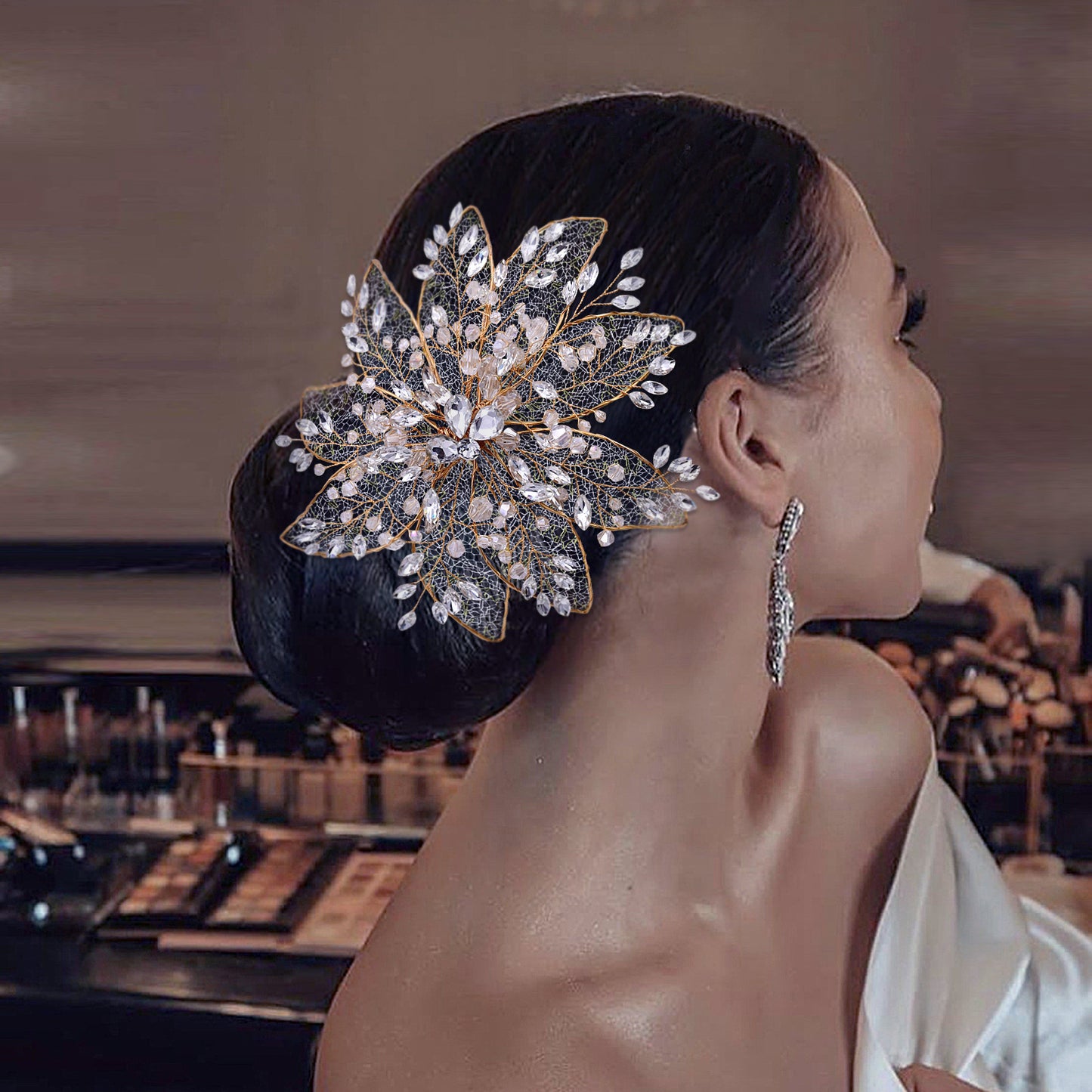 BRIDELLA BHP217 Vintage Hairwear Wedding Hair Jewelry Bridal Crown Silver Rhinestone Wedding Tiara Feather Wedding Headpieces