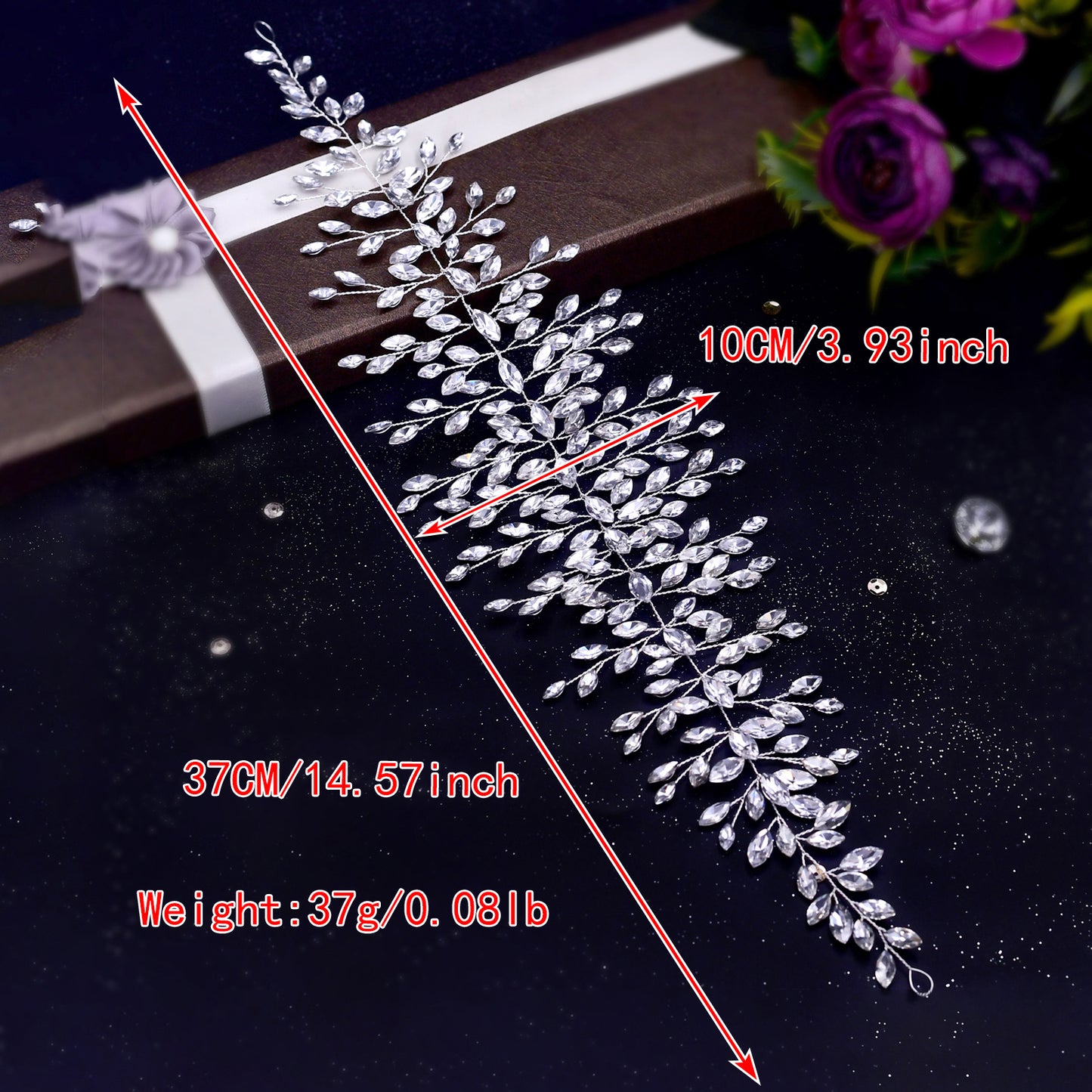 BRIDELLA BHP237 Golden Handmade Crystal Rhinestones Silver Golden Wedding Headband Headpiece Jewelled Headband Wedding Hair Jewelry