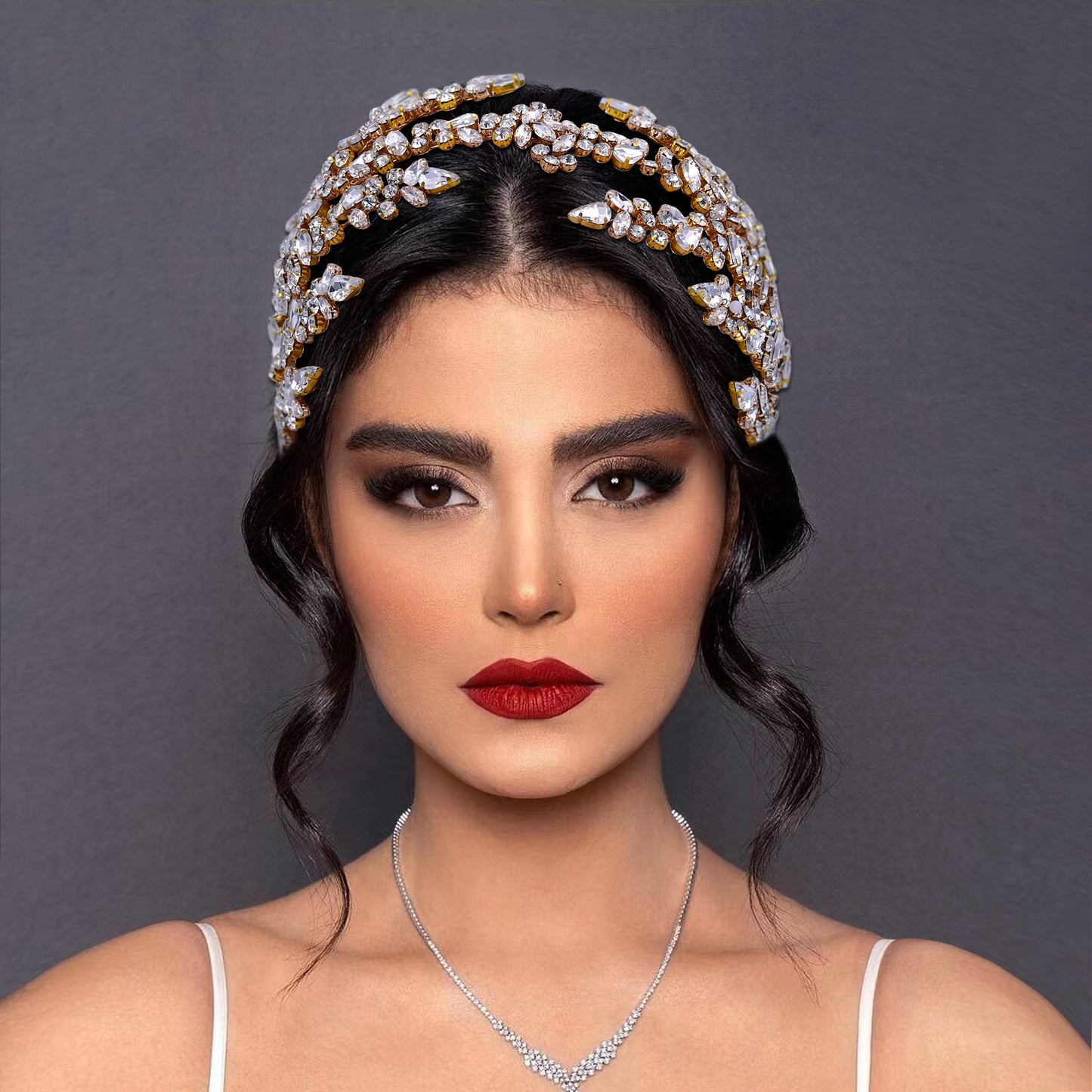 BRIDELLA BHP425 Wedding Tiara and Crown Rhinestone Headpiece Wedding Hair Accessories Women Bride Headwear Bridal Headband