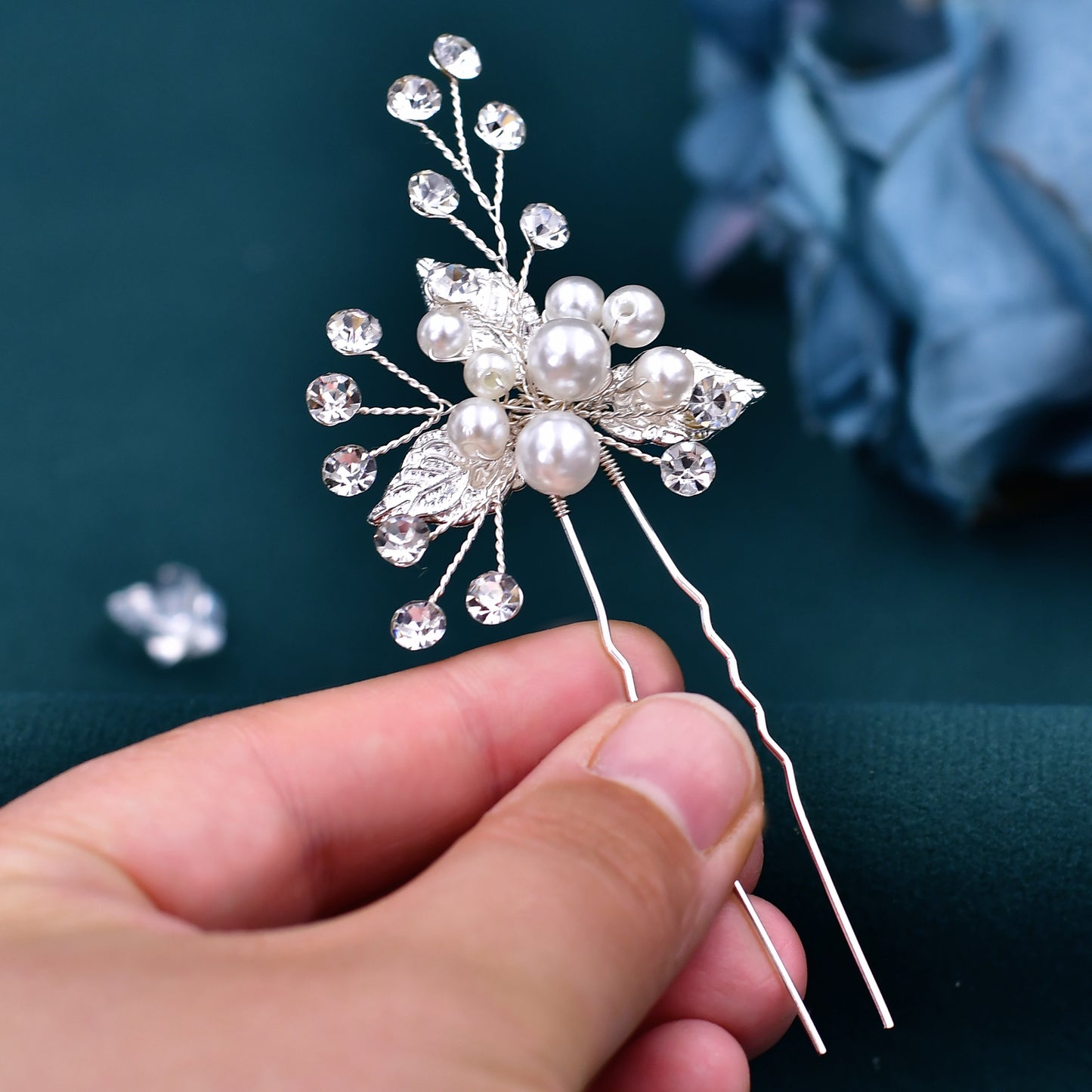 BRIDELLA BHP133-G Three Hairpins Set Bridal Hhair Accessories Wedding Hair Accessories Handmade Bead and Diamond Headpieces