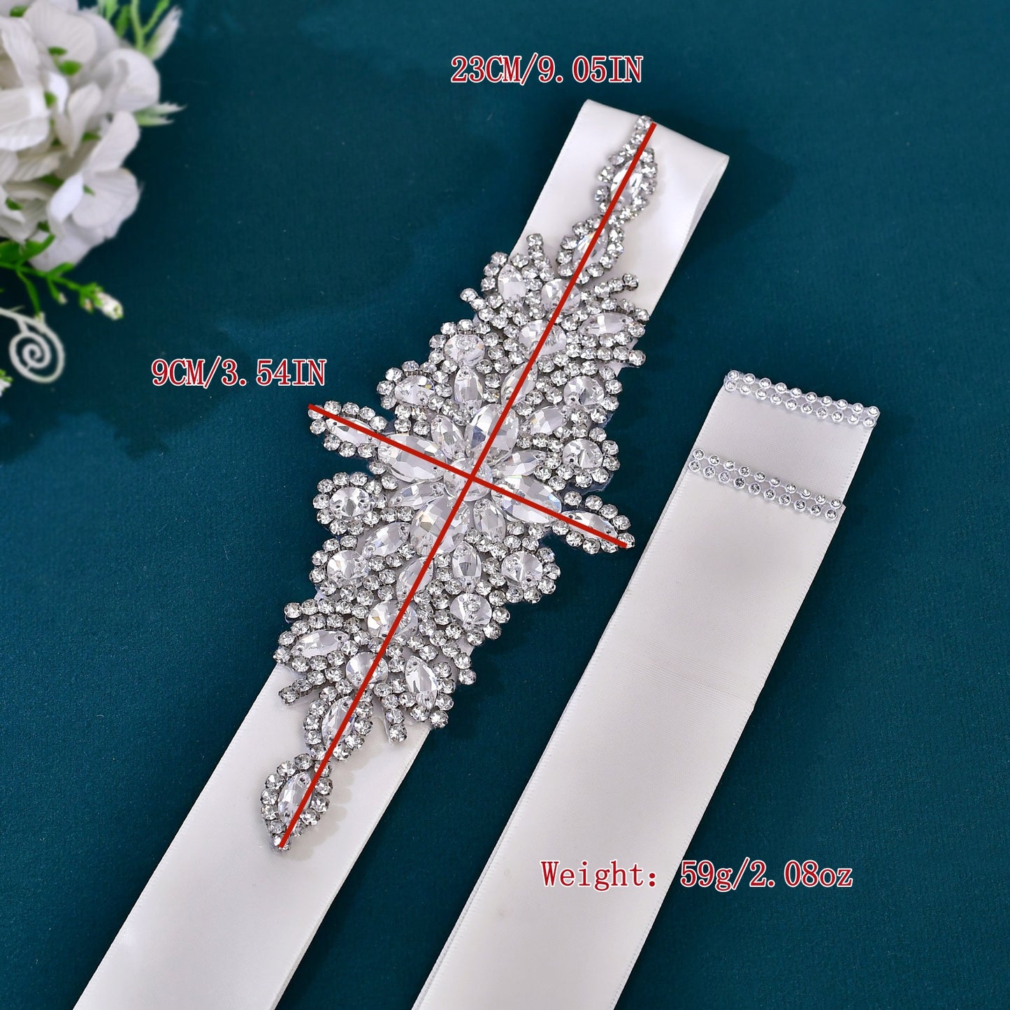 BRIDELLA BS01 Wedding Belts New Silver Diamond Handmade Dress Belt