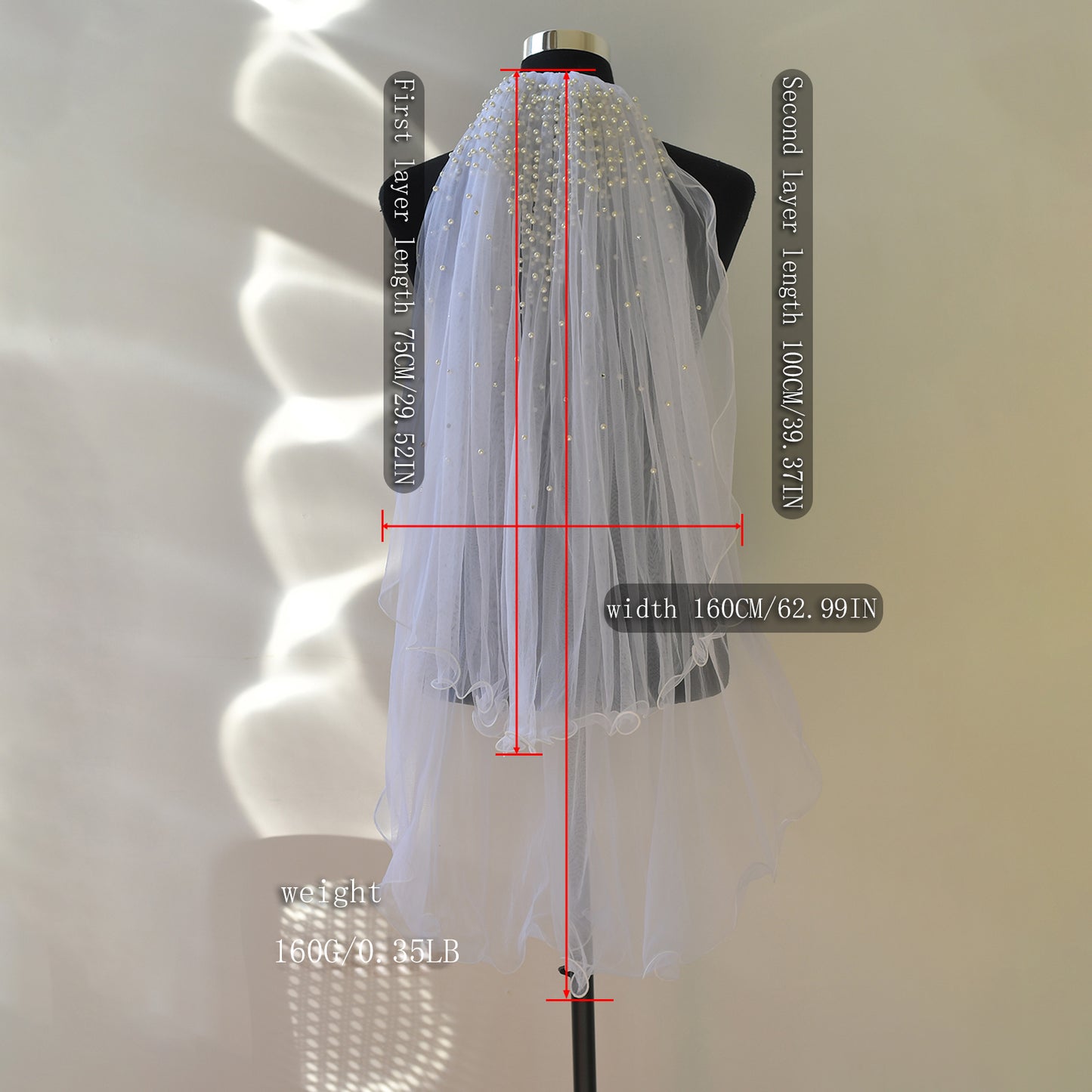BRIDELLA BM32 2 Layers Of Bridal Veil Short Pearl Decorative Outdoor Wedding Accessories Vestidos De Novia Tocado De Novia