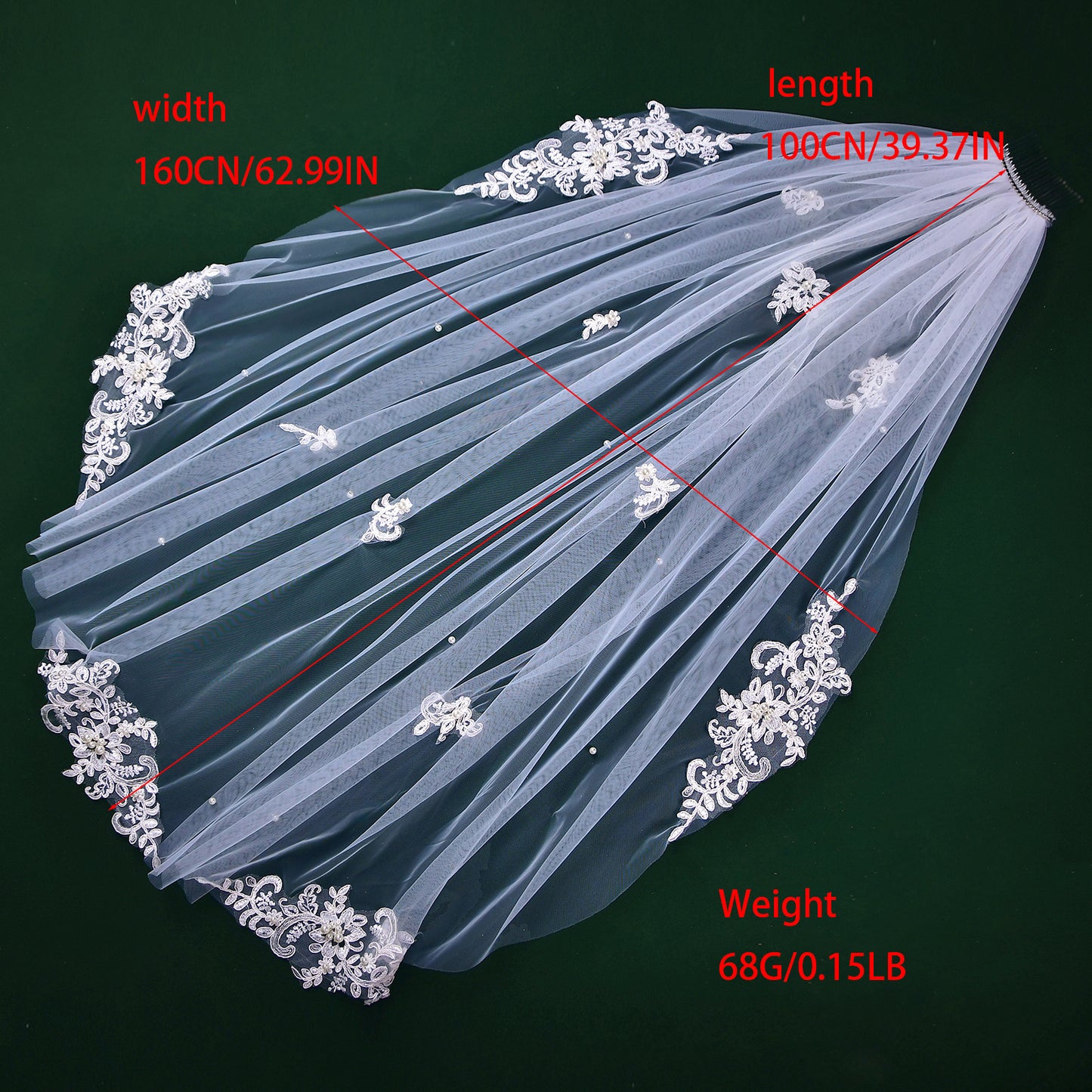 BRIDELLA BM33 Single Layer Short Embroidery Decorated With Hair Comb Bridal Veil