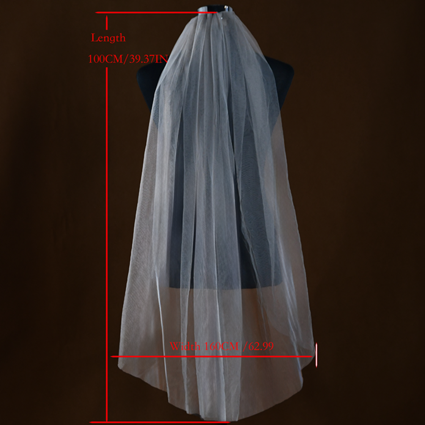 BRIDELLA BM117 Fingertip Length Single Layer Gray Bridal Veil Wedding Dress Accessories