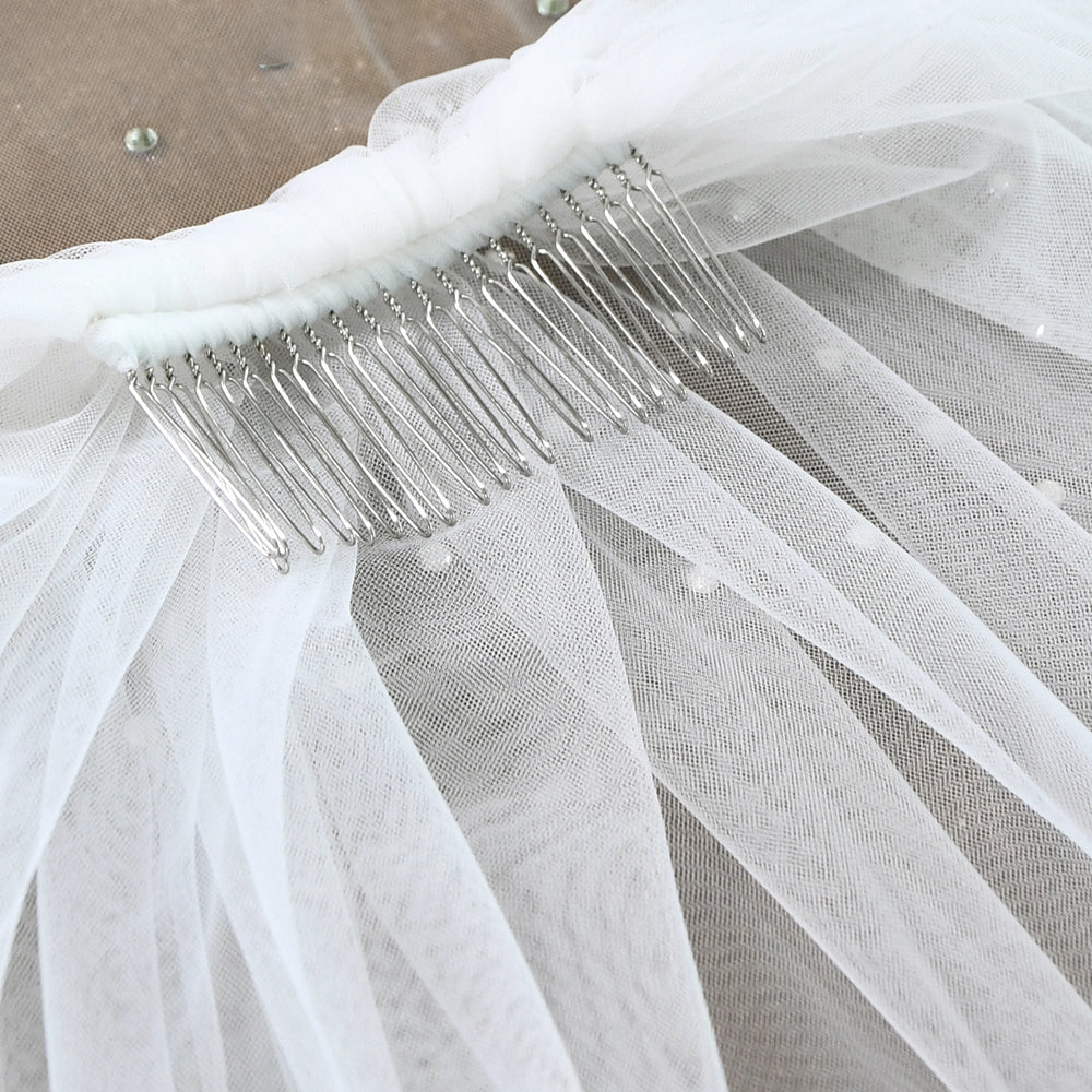 BRIDELLA BM119 Sparkling Diamond Edged Bridal Veil Ladies Wedding Accessory White Soft Tulle Velo De Novia Corto