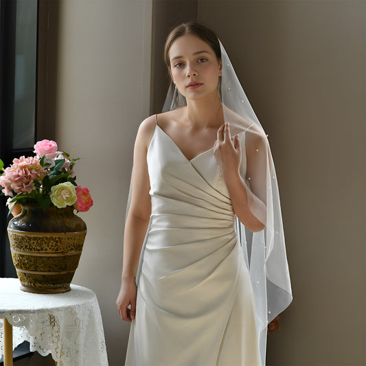 V52-WM2 white pearl mesh hair comb