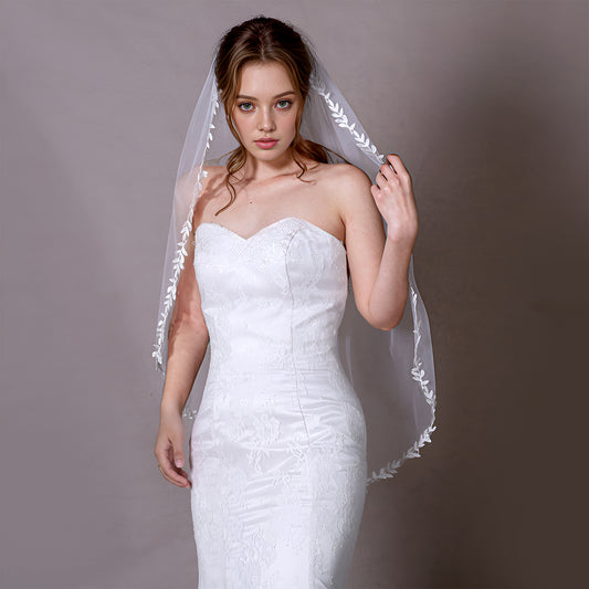 V129-WY1 white lace mesh hair comb