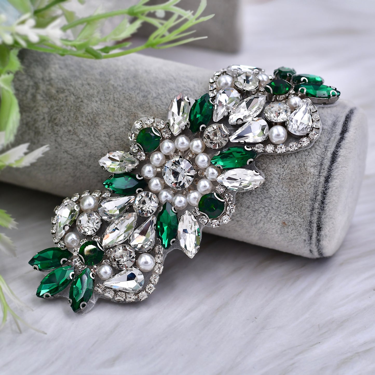 BRIDELLA BS86KL Ink Green Water Diamond Waist Belt For Slimming Mid Year Celebration Annual Meeting Hosts Dress Belt