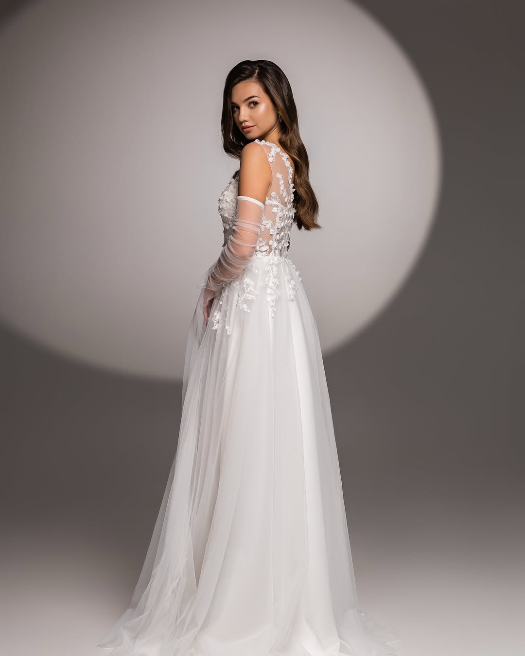 BRIDELLA BG07 Bridal Gloves White Mesh Over-Elbow Gloves Extra-Long Floor-Length Shawl Gloves