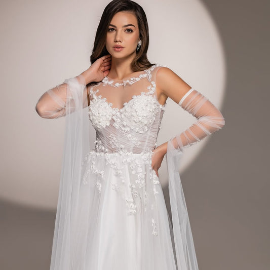 OG07 white satin mesh shawl