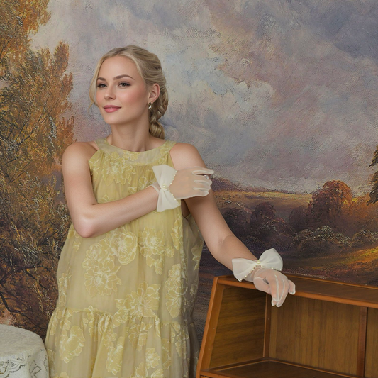 OG37 white pearl mesh gloves