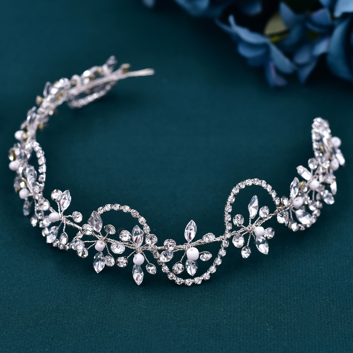 BRIDELLA BHP266 Violet Wedding Bride Rhinestone Headband Bridal Shining Hair Accessories Woman Party Hairpiece Jewelry Bridesmaid Gifts