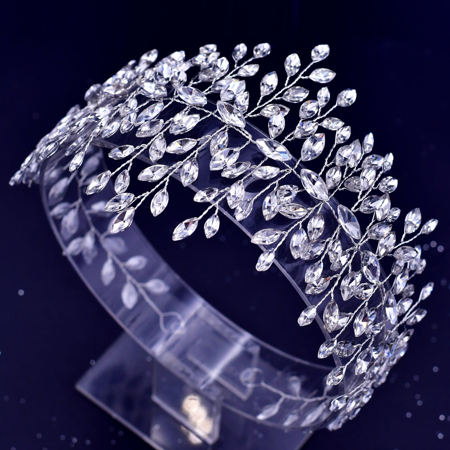 BRIDELLA BHP237 Handmade Crystal Rhinestones Silver Golden Wedding Headband Headpiece Jewel Headband Wedding Hair Jewelry Champagne