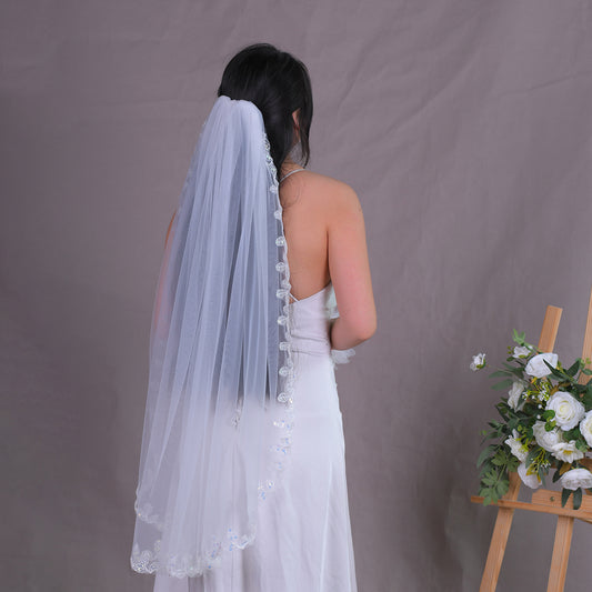 V201-WY1 white lace mesh hair comb