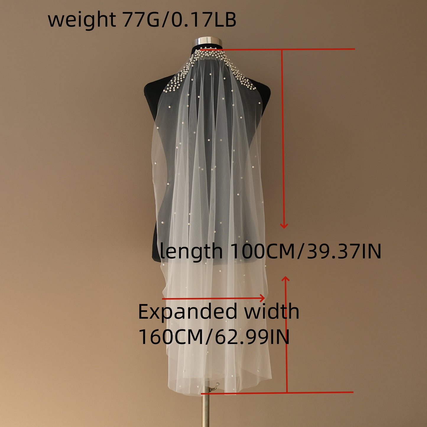 BRIDELLA BV172 Minimalist Pearl Veil Perfect For A Single-Layer Bridal Wedding Or Bachelorette Party Look