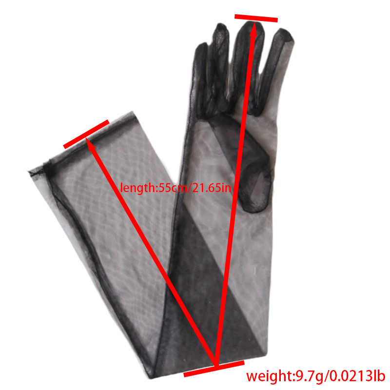 BRIDELLA BGLL-B Bridal Gloves Sexy Solid Color Long Mesh Five-Finger Gloves Black Nude Women's Gloves Wedding Accessories