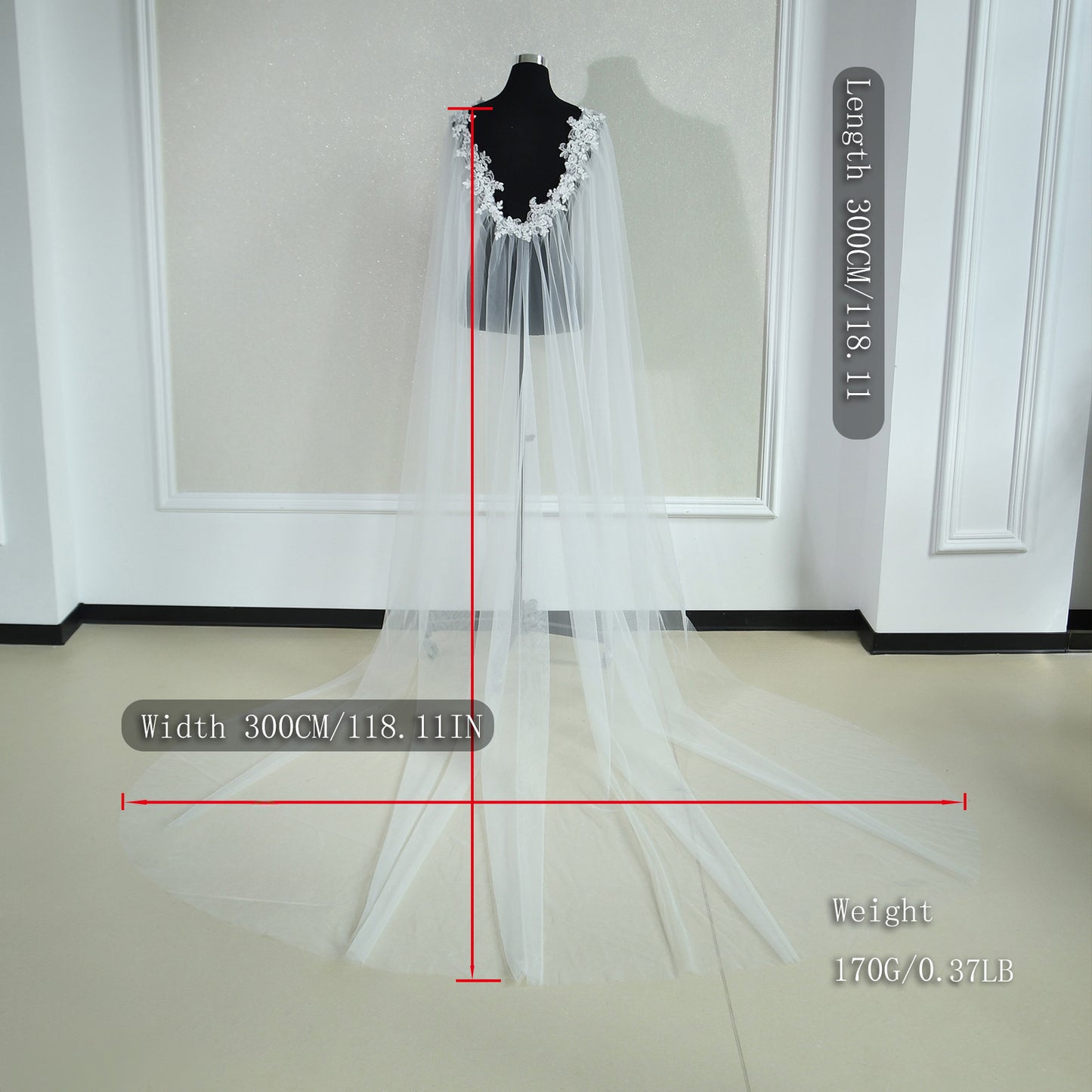 BRIDELLA BMG56 White Long Lace Bridal Shawl Wedding Dress Accessories