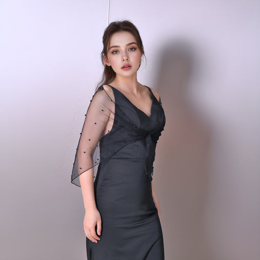 VG86-B black pearl mesh shawl