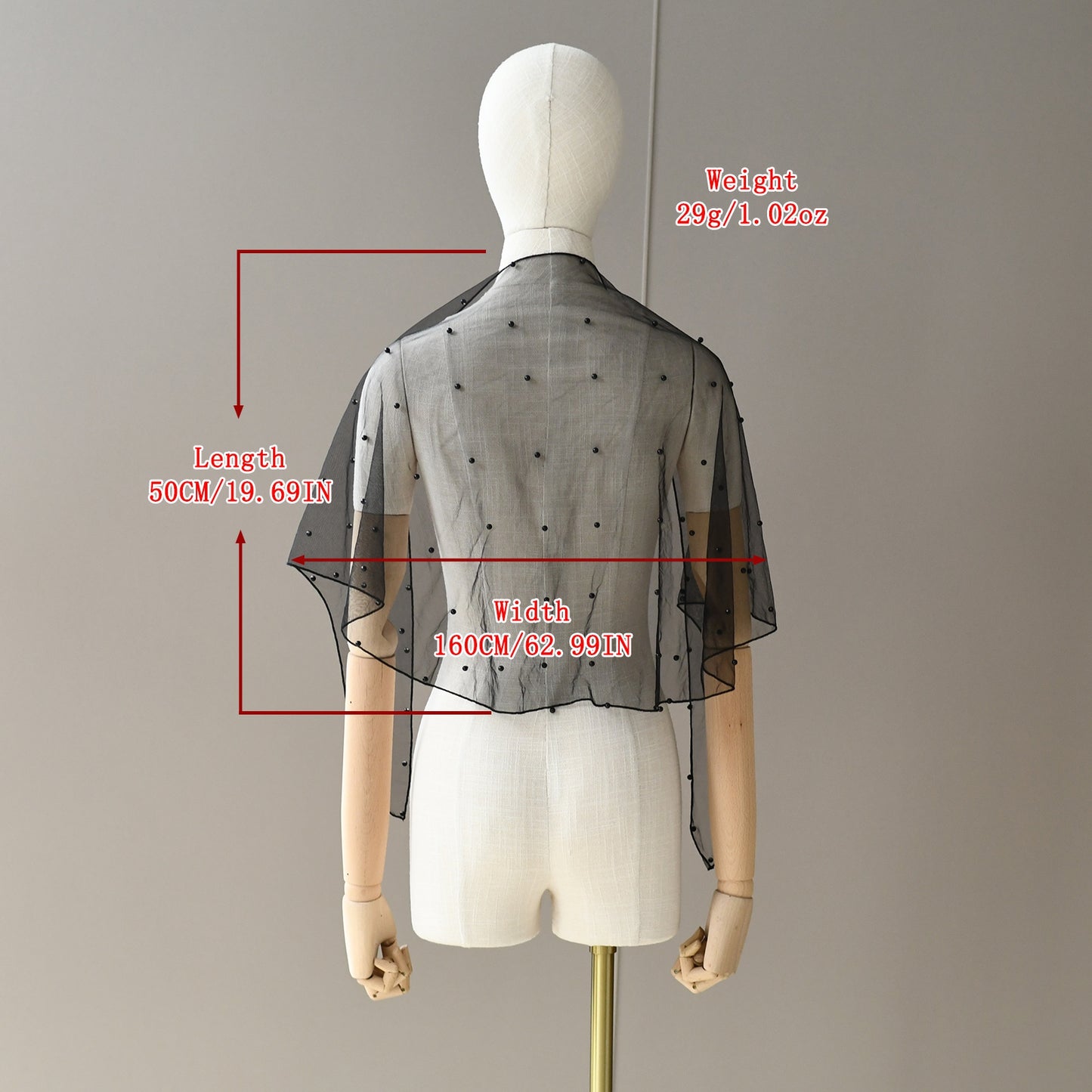 VG86-B black pearl mesh shawl