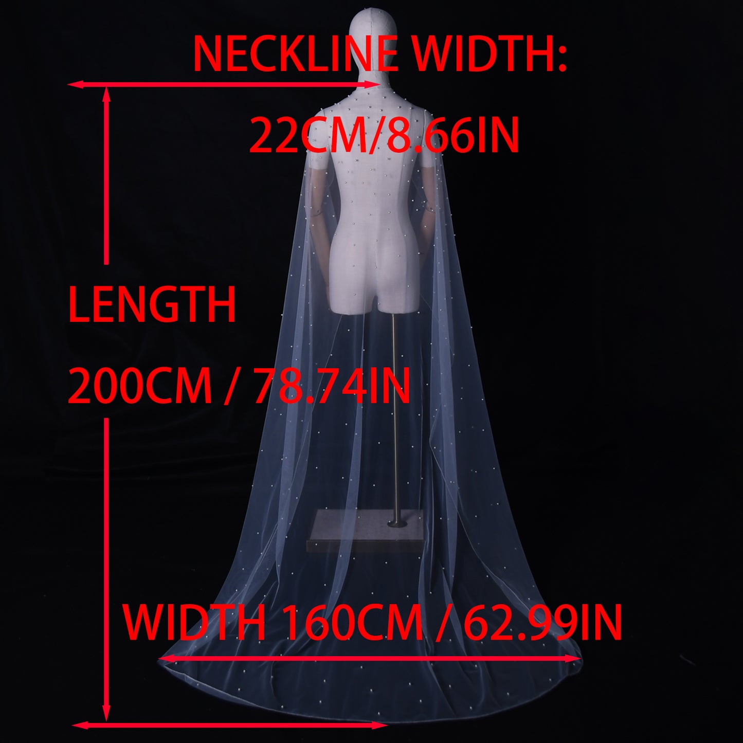 VG17A-I ivory pearl mesh shawl