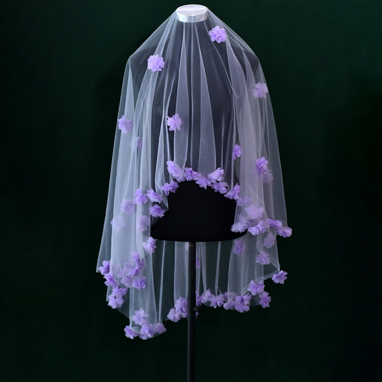 M133 purple mesh flower veil