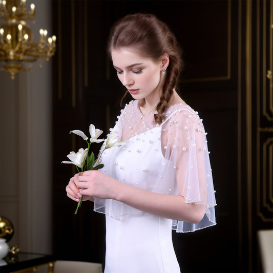 VG31-W white pearl mesh shawl