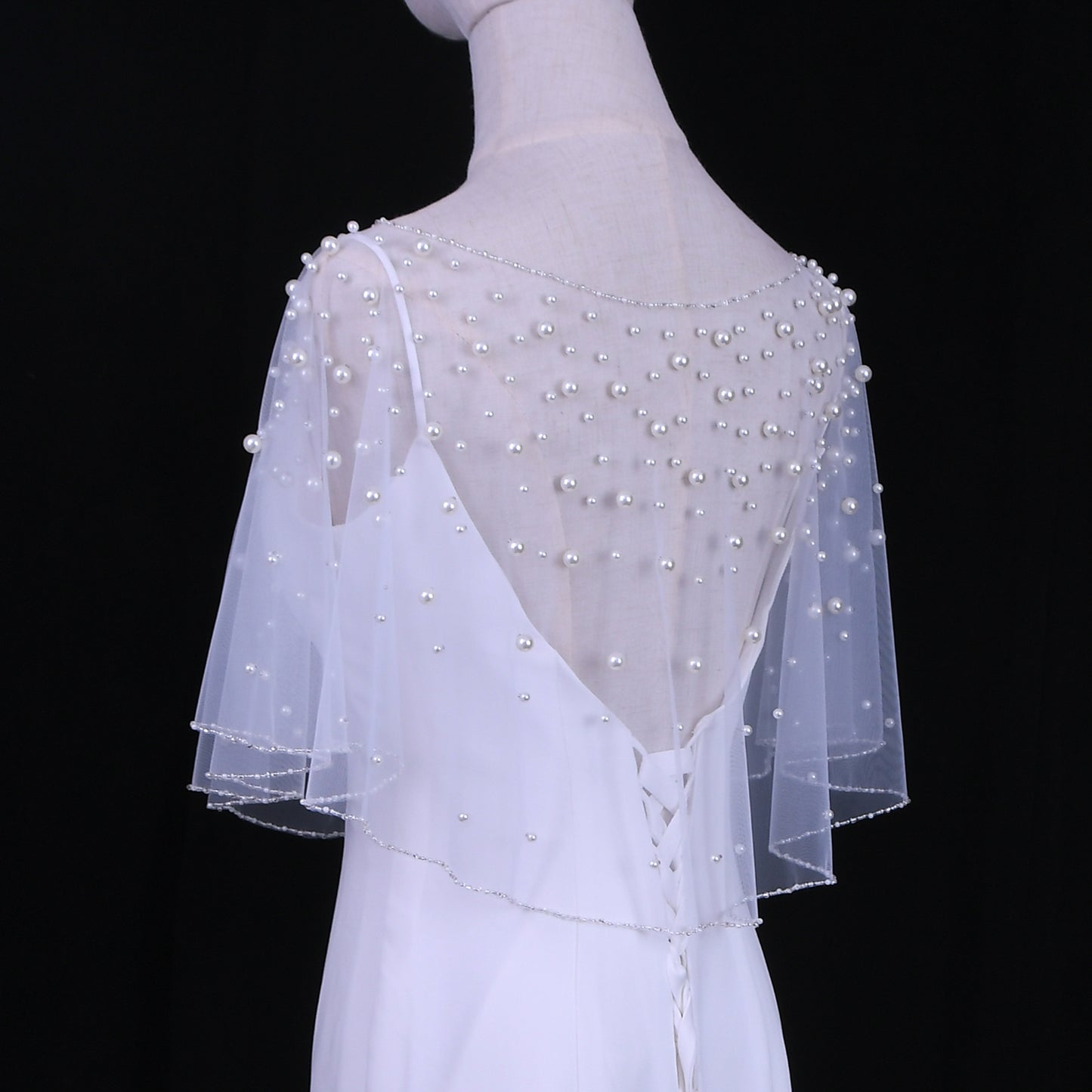 VG31-W white pearl mesh shawl