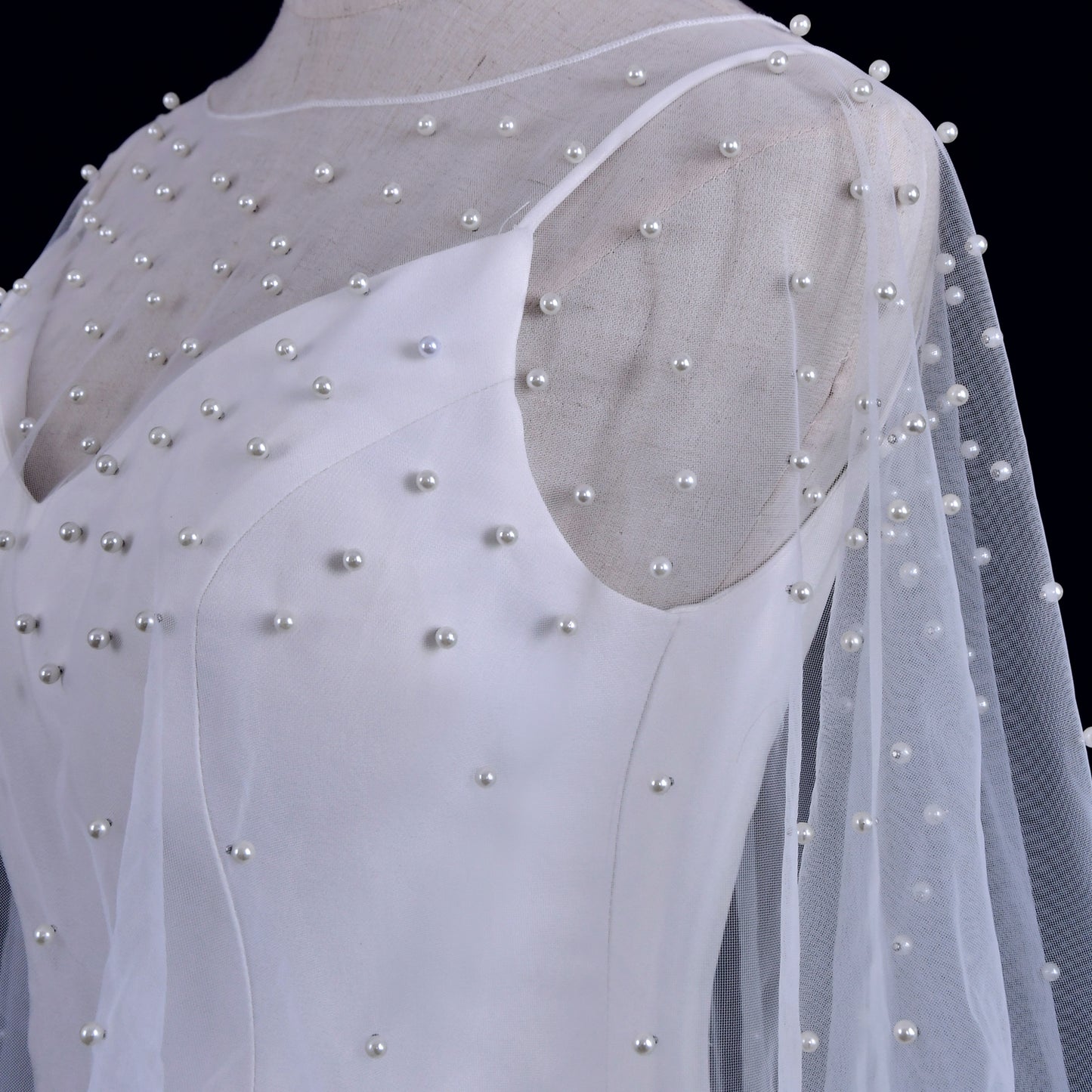 VG27-I white pearl mesh shawl