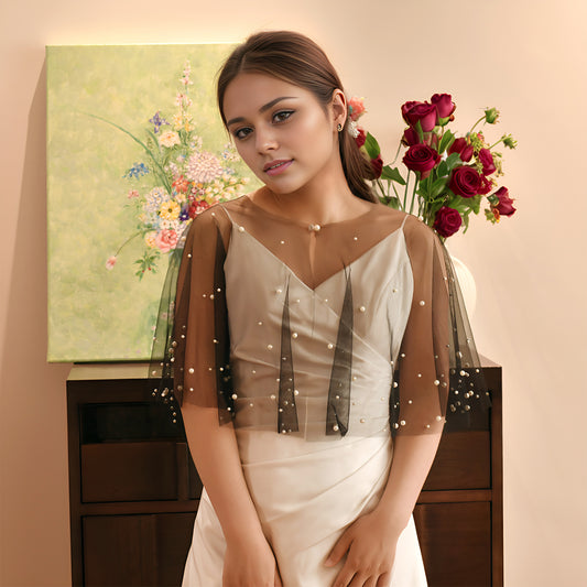 VG120-B black pearl mesh shawl