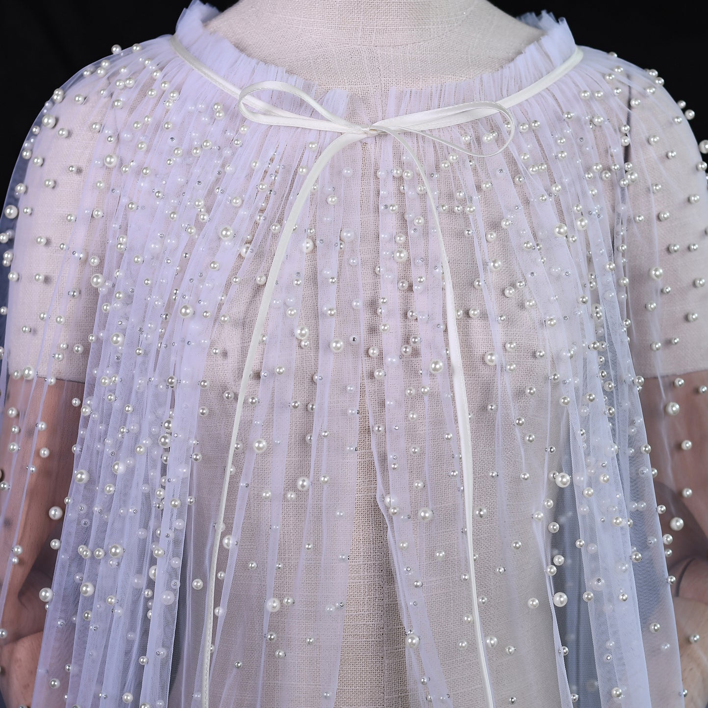 VG02-W white pearl mesh shawl