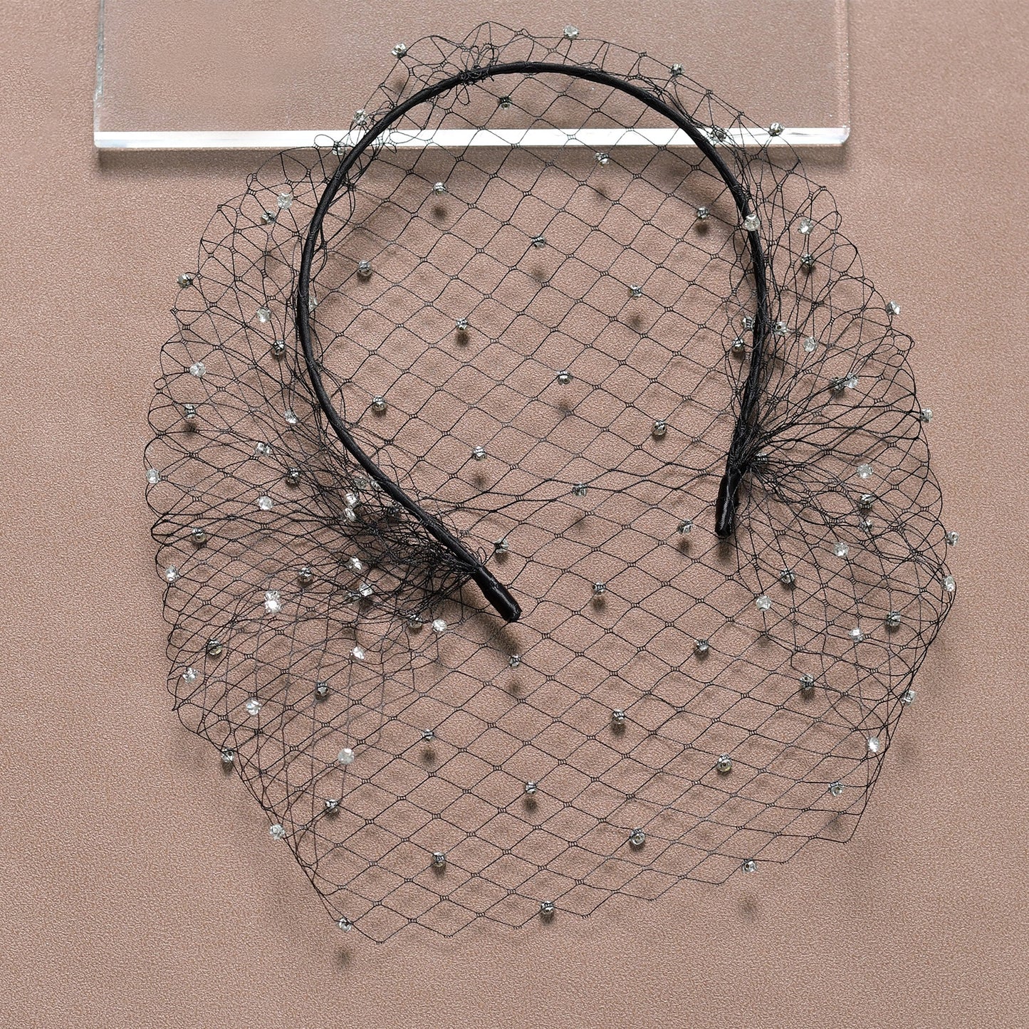 VA06-B black rhinestone mesh headband