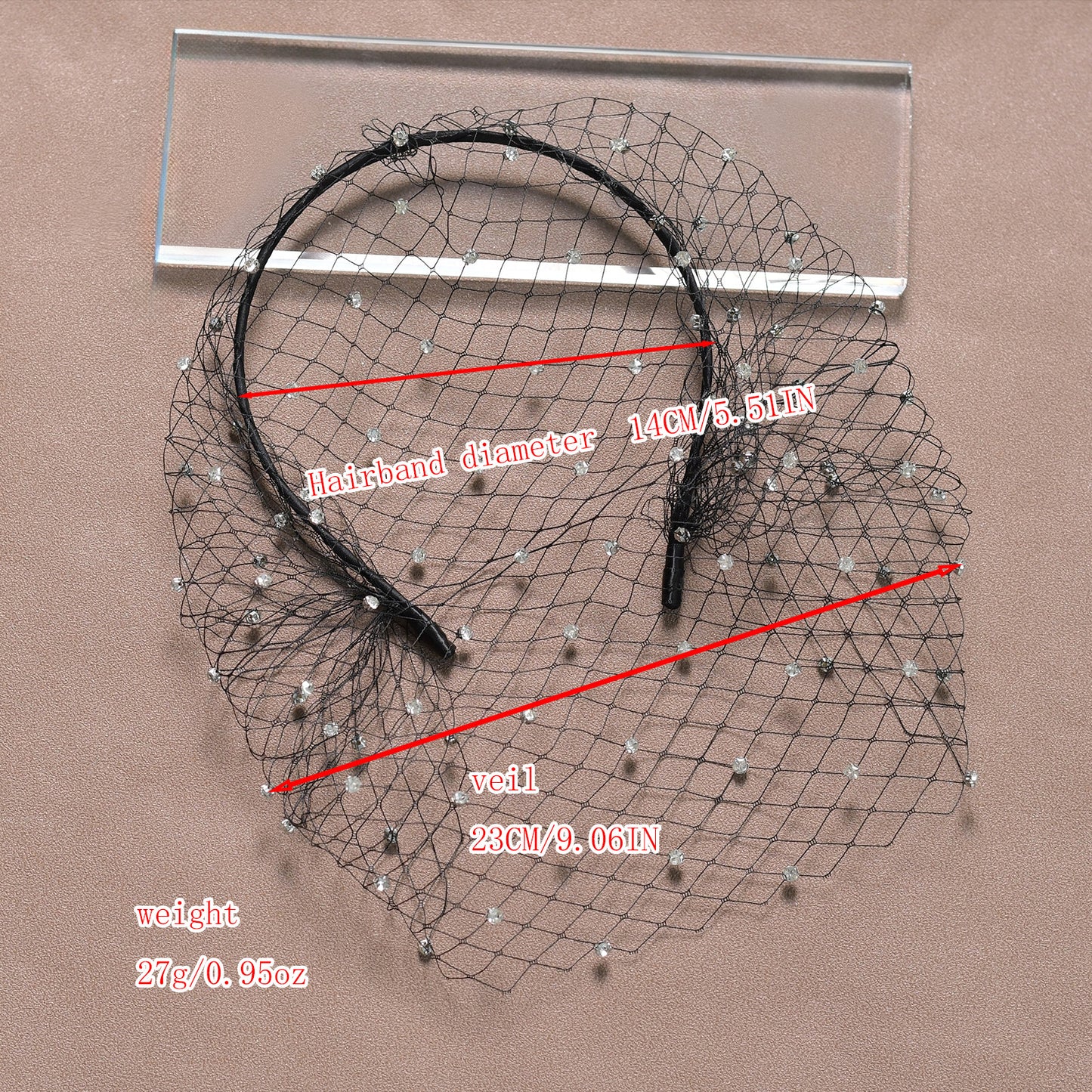 VA06-B black rhinestone mesh headband
