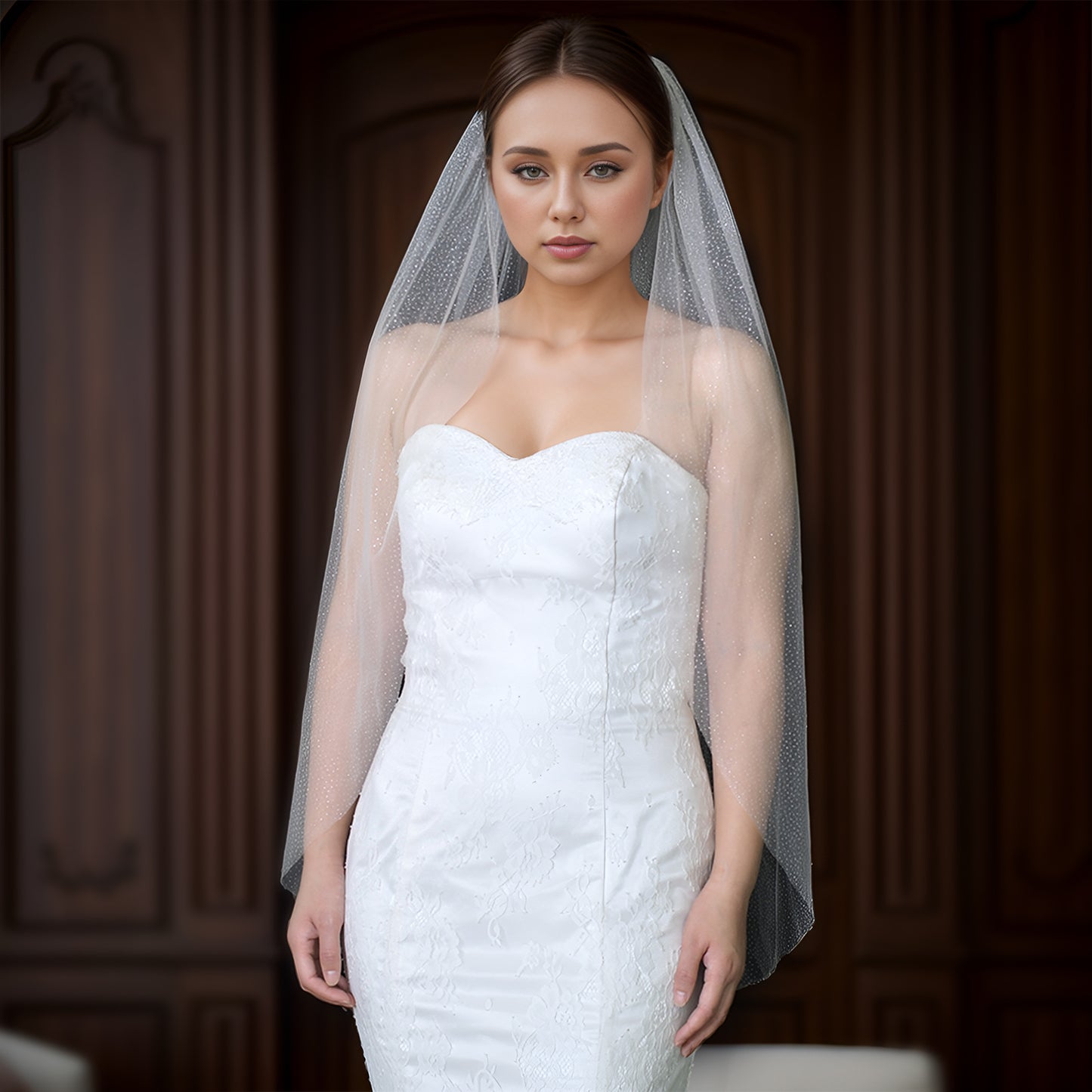 V101-IY1 white mesh veil