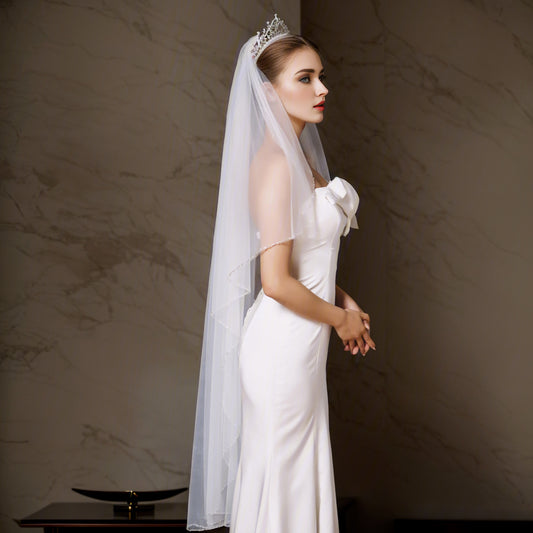 V132-IY1.5 white mesh veil