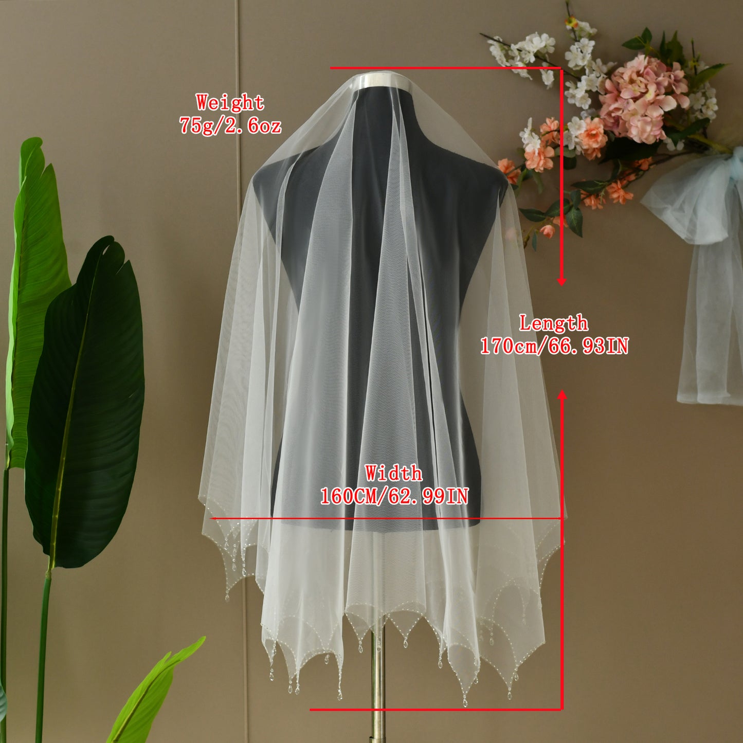 V218-I white mesh veil