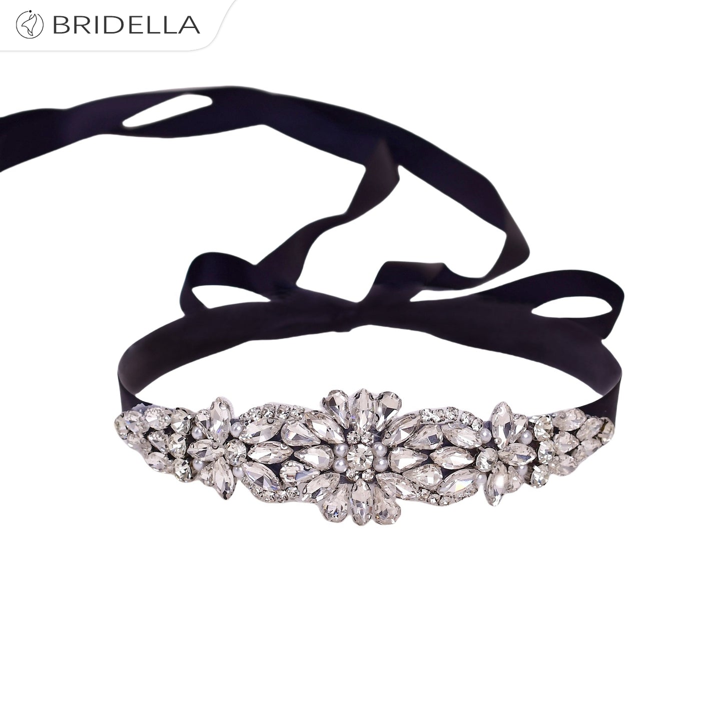 BS407 black rhinestone belt