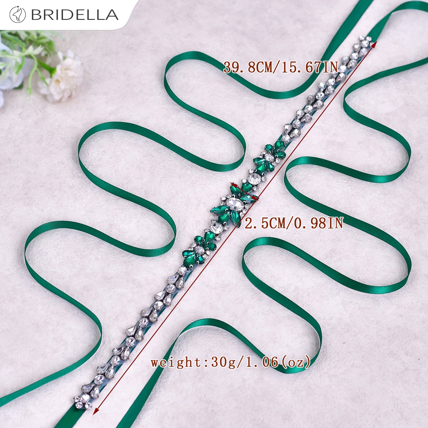 BS163KL green rhinestone belt