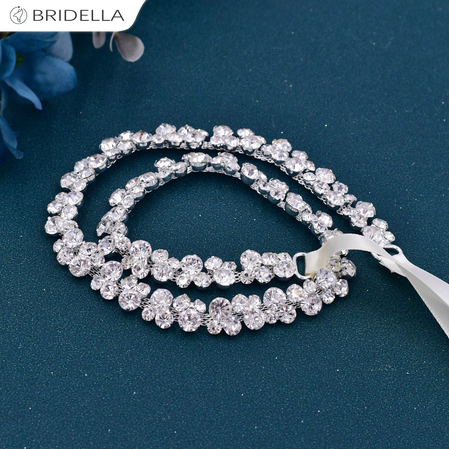 BS308 silver rhinestone chain belt