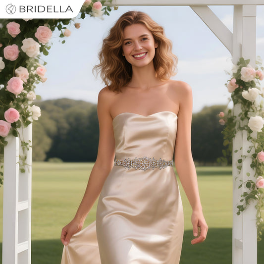 BS319G champagne rhinestone belt