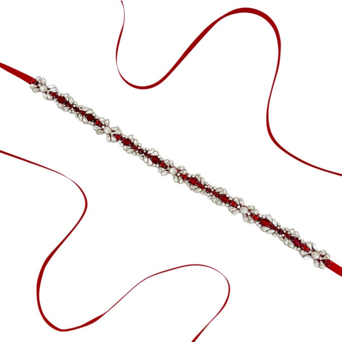 BS43R burgundy rhinestone belt