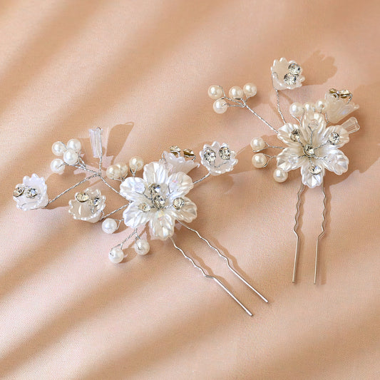 Pearl, Flower, Three Piece, Bride Headpiece Wedding