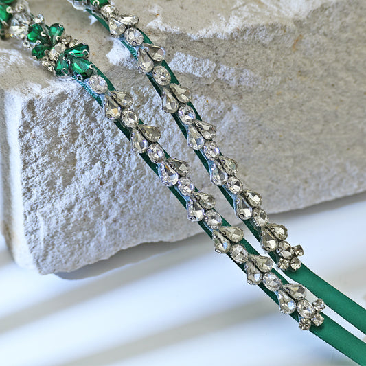 Green Rhinestone Bridal Belt Sash for Wedding - Bridella BS163KL