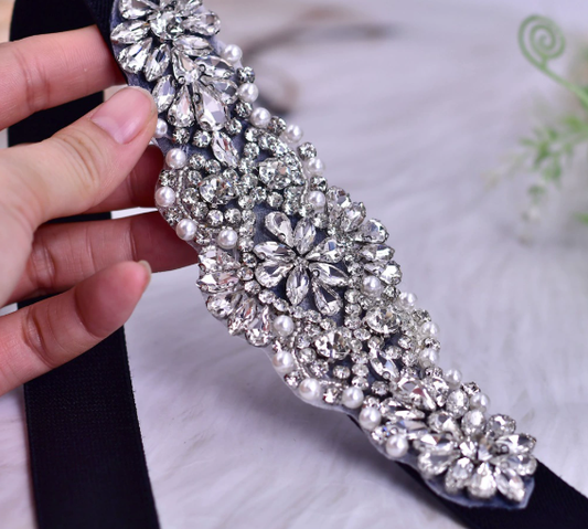Rhinestone Elastic Belt Wide Luxury - Bridella BS394-B