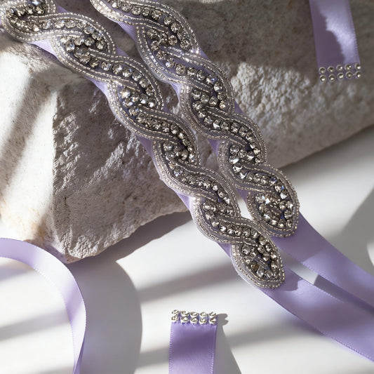 Bridella BS62 Purple Rhinestone Belt
