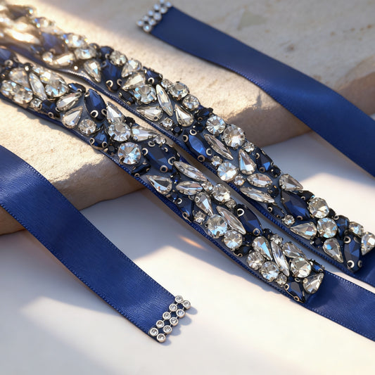 Bridella BS85ML Navy Rhinestone Belt