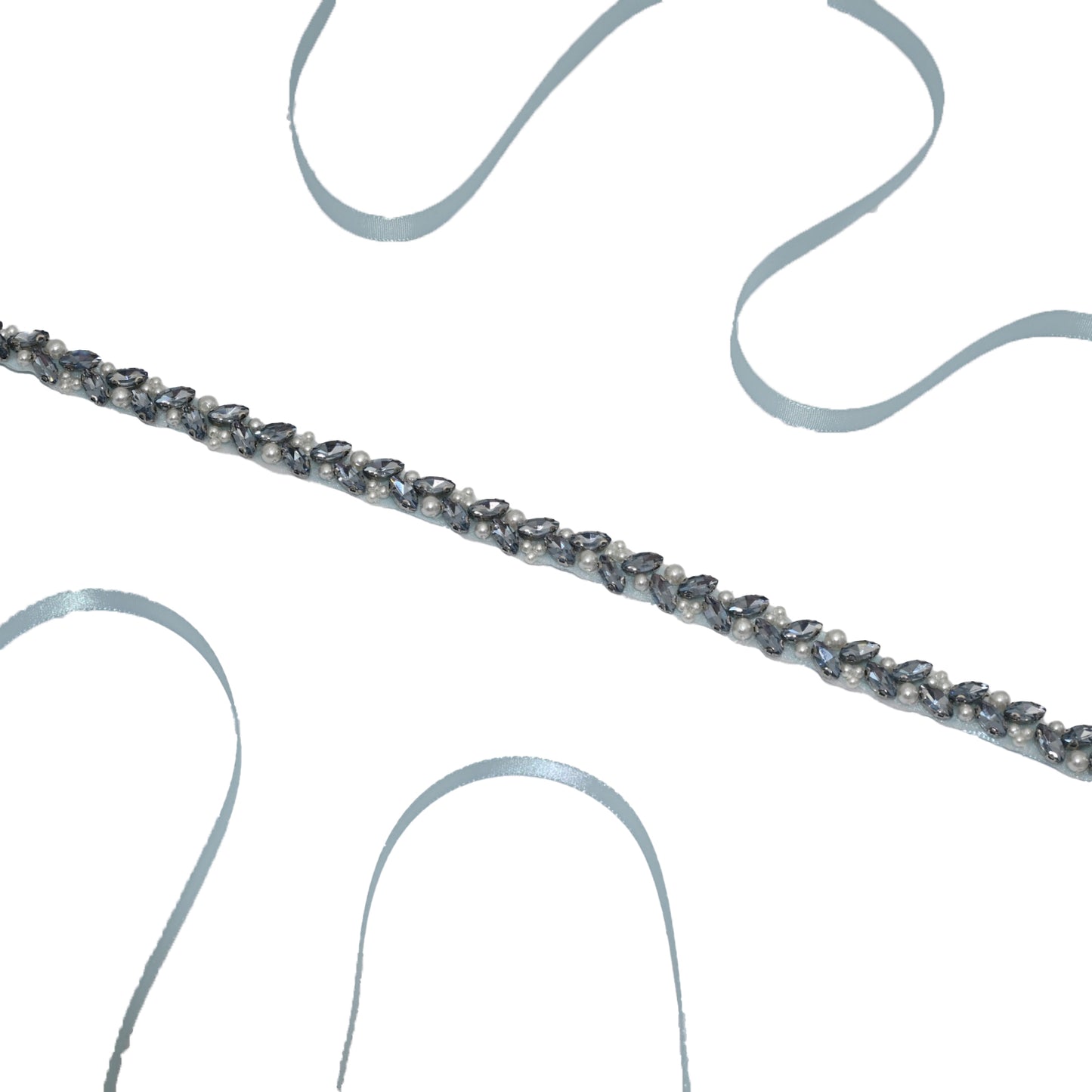 Bridella BS383QL Light Blue Rhinestone & Pearl Belt