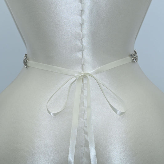 Bridella BS37 Off White Rhinestone Belt